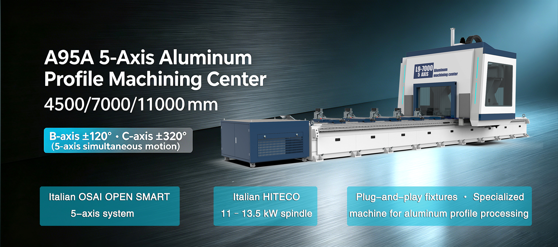 5axis cnc aluminum profile maching center